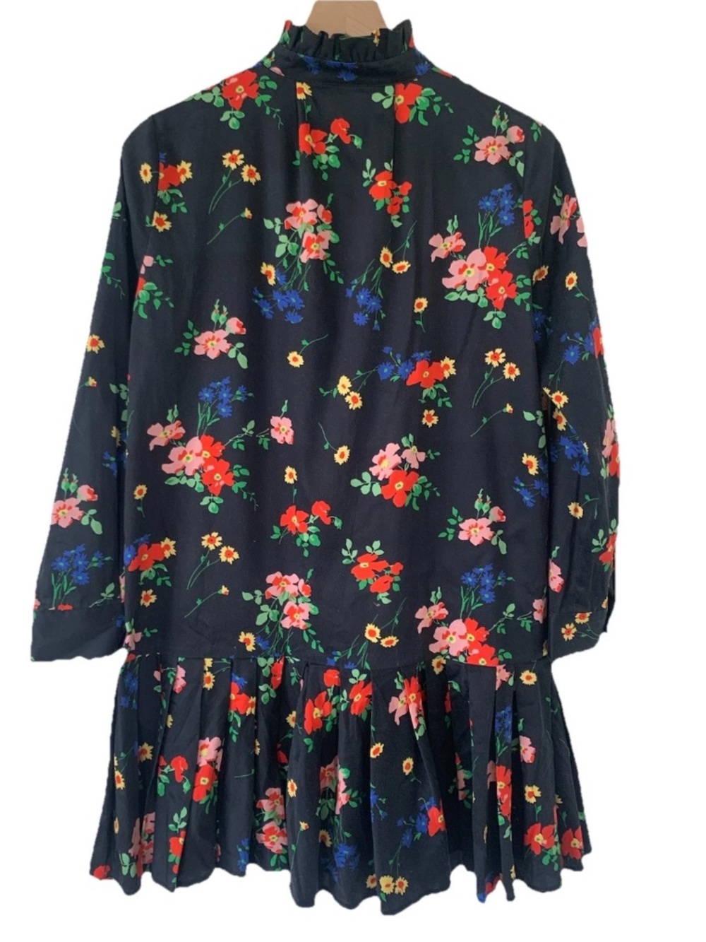 Tuckernuck Tate Floral Ruffle Mini Dress Women’s XS Black Long Sleeve Mock Neck - Picture 6 of 6